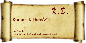Kerbolt Donát névjegykártya